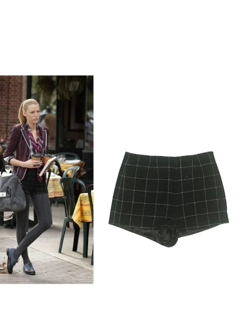 ASO SERENA VAN DER WOODSEN BLAKE LIVELY GOSSIP GIRL Plaid Wool Shorts RARE